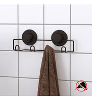Vakumlu Banyo Tuvalet Havlu Askısı 4 Kancalı Siyah