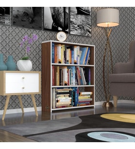 Kenzlife kitaplık süper ga 090*80*19 cvz 3 katlı tek bölme ofis mutfak banyo dolabı arkalıksız (Karışık)