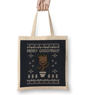 Guardians Of the Galaxy Merry Grootmas Christmas Knit Pattern Bez Çanta Uzun Saplı
