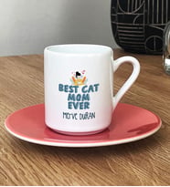 Kişiye Özel Best Cat Mom Ever Türk Kahvesi Fincanı En İyi Kedi Annesi (Pembe)