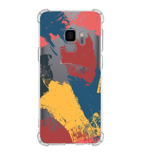 Samsung Galaxy S9  Köşe Korumalı Antişok Kapak Brush Stroke Tasarımlı Şeffaf Silikon Kılıf