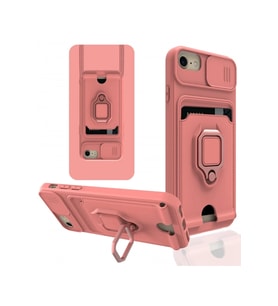 iPhone 6 Kılıf Zuma Kartvizitli Yüzüklü Silikon - Pembe