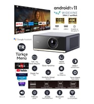 Yüksek parlaklık 4K akıllı projeksiyon cihazı, HDR, Android TV 11, 2025 versiyon
