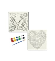 Okul Etkinliği-2'li Tuval Boyama Seti. 20x20 Cm Uv Baskı 6 Akrilik Boya 1 Fırça-model-259