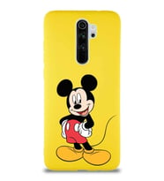 Xiaomi Redmi Note 8 Pro Soft Premier Kapak Mickey Mouse-E Tasarımlı Silikon Kılıf - Sarı (Şeffaf)