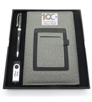 Yüzüncü Yıl (100. Yıl) Özel Set - Kalem + Kanguru Defter Usb Bellek Set - İsme Özel (Karışık)