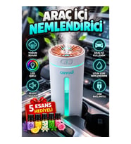 Araç İçi Hava Nemlendirici USB Buhar Makinesi 5 Esans Hediyeli LED Işıklı