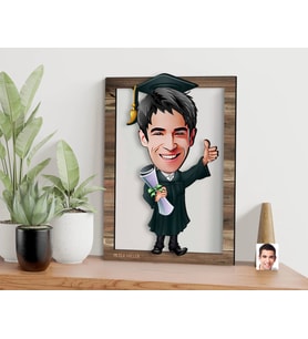 BK Gift Kişiye Özel Erkek Mezun Karikatürlü 3D Ahşap Tablo, Sevgiliye Hediye, Arkadaşa Hediye, Yıl Dönümü Hediyesi, Doğum Günü Hediyesi-1