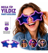 Mega Tip Yıldız Parti Gözlüğü Mor Renk