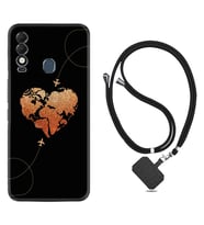 Tecno Spark 8T Kılıf Silikon Boyun Askılı İpli Desenli Silikon Plane Heart 1721