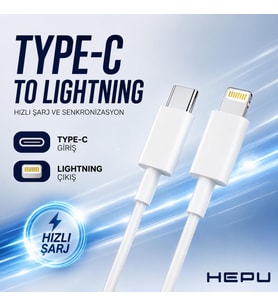 HP-NYK001 Nova Series Type-C to Lightning 27W Hızlı Şarj ve Veri Transfer Kablosu (1 Metre) – iPhone Uyumlu Aşırı Akım Korumalı Beyaz