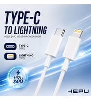 HP-NYK001 Nova Series Type-C to Lightning 27W Hızlı Şarj ve Veri Transfer Kablosu (1 Metre) – iPhone Uyumlu Aşırı Akım Korumalı Beyaz