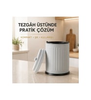 Vintage Tezgah Üstü Çöp Kovası Gri 3 Lt