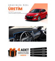 HYUNDAİ İ30 (2012-2016) Uyumlu Torpido Koruma Örtüsü Oto Kılıfı - Siyah Mavi