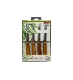 Bernardo Naturel Bamboo Line 4 Lü Bıçak Seti Ahşap Saplı