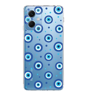 PrintiFy Xiaomi Redmi Note 12 4G ile Uyumlu Nazar Boncuğu 1  Kamera Korumalı Şeffaf Silikon Kılıf