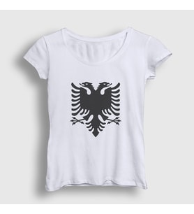 Presmono Kadın Beyaz Albania Arnavutluk Bayrağı T-Shirt 494939tt (Beyaz)