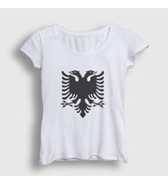 Presmono Kadın Beyaz Albania Arnavutluk Bayrağı T-Shirt 494939tt (Beyaz)