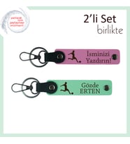 Erkek Kardeşe Uygun İsim Yazılabilir Set, Futbol Toplu Kalıcı Hediyelik Tasarım, Pembe-Açık Yeşil