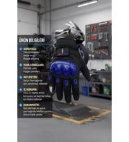 Single Sword  Tam Parmak Motosiklet Eldiveni Mavi L