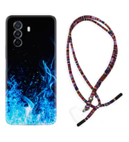 Huawei Nova Y70 Y90 Nova 9 SE  Kılıf Boyun Asklı Rasta Silikon Blue Fire 1678
