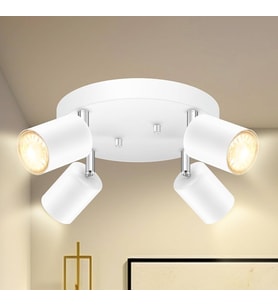 Rsylight Metal Beyaz Retro Dekoratif Modern 4 Lü Led Spot 180 Derece Mafsallı Günışığı Ampullü