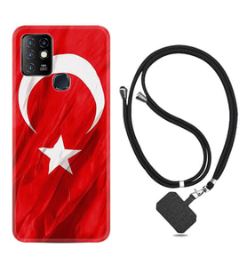INFINIX Hot 8 9 10 11S Hot 10 Play 10T Kılıf Boyun Askılı Silikon Şanlı Türk Bayrağı 4 1401