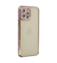 iPhone 12 Pro Kılıf Joke Taşlı Silikon - Pembe