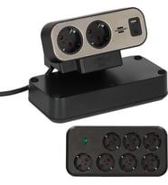 Brennensthul Estilo Duplex Serisi 9 Soketli Typ-C ve USB li 19.500 Amper Akım Korumalı 2 Metre Kablolu Masa Üstü Priz (Siyah)