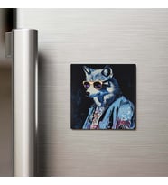 Spirit Wolf - Ruh Kurdu - Güneş Gözlüklü Style - Buzdolap Magneti - 9x9 Cm