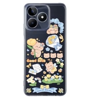 Realme C53 Uyumlu Küçük Sevimli Ayıcıklar Desenli Şeffaf Telefon Kılıfı