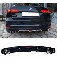 Vw Jetta Mk6 FL Siyah Difüzör 4 Krom Egzoz Görünümlü Difizör Arka Ek Body Kit 2015-2018