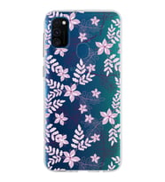 Samsung Galaxy M30s Kapak Floral Pudra Tasarımlı Şeffaf Silikon Kılıf
