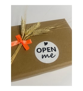 Open Me Kalpli Siyah Yazı Yuvarlak Yapışkanlı Etiket 4x4 cm 120 adet