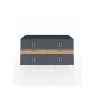 Kronos Konsol 4 Raflı 2 Çekmeceli 8 Kapaklı 176x59x99 Antrasit-Antrasit/Çam