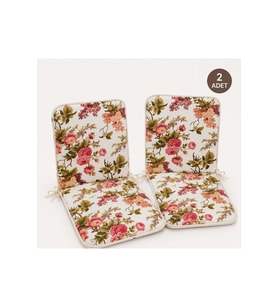 2 Adet Rattan Arkalıklı Sandalye Minderi 4cm İngiliz Gülü