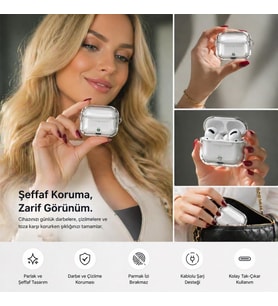Samsung Galaxy Buds 4 Pro ile Uyumlu Kılıf, Şeffaf Silikon 360 Derece Tam Koruma Z-Airbag Teknolojisi, Çizilmeye Dayanıklı Esnek Koruyucu Kılıf, Kristal Berraklığında Tasarım Şeffaf