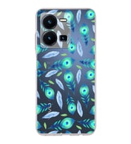 PrintiFy Vivo Y35 ile Uyumlu Nazar Boncuğu 3 Baskılı Kamera Korumalı Şeffaf Silikon Kılıf