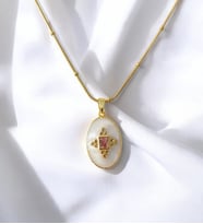 Oval Taşlı Kadın Çelik Kolye