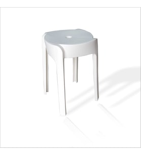 Beyaz Büyük Geniş Uzun Sağlam Sert Plastik Kırılmaz Hafif 45 Cm Banyo Balkon Bahçe Oturak Tabure Sandalye