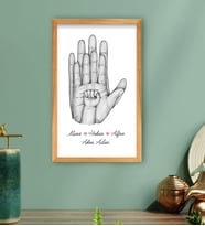 BK Gift Kişiye Özel Siyah Beyaz El Ele Tutuşan Aile Tasarımlı Ahşap Çerçeveli Tablo-7 40x25cm, Anneye Hediye, Aile Hediyesi
