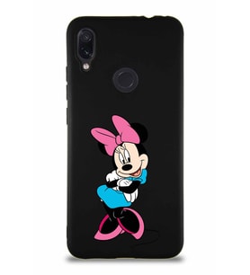 Xiaomi Redmi Note 7 Pro Soft Premier Kapak Minnie Mouse-D Tasarımlı Silikon Kılıf - Siyah (Şeffaf)