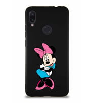 Xiaomi Redmi Note 7 Pro Soft Premier Kapak Minnie Mouse-D Tasarımlı Silikon Kılıf - Siyah (Şeffaf)