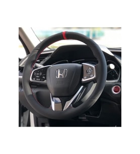 Honda Civic Fc5 Kırmızı Yüzüklü Nubuk Alcantara Deri Direksiyon Kılıfı