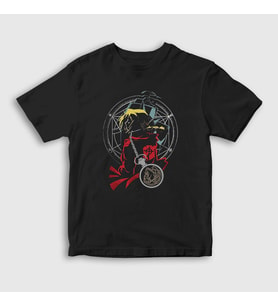 Presmono Unisex Çocuk Siyah Edward Elric Full Metal Alchemist Anime T-Shirt 423252tt