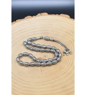 Erkek 925 Ayar Gümüş Kalem Işçilikli Oksitli Tesbih Orta Boy -26 Gr- 901352