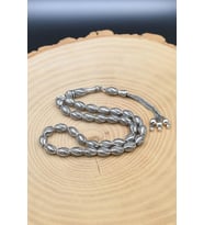 Erkek 925 Ayar Gümüş Kalem Işçilikli Oksitli Tesbih Orta Boy -26 Gr- 901352