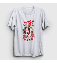 Presmono Unisex Beyaz Hearts K-Pop Twice T-Shirt 280280tt