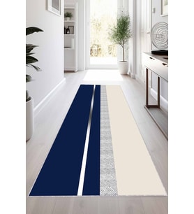 Lacivert Silver Kaymaz Modern Kesme Rulo Yolluk Halı VH016