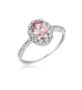 Gümüş Pembe Oval Taşlı Kadın Yüzük CSR2184182